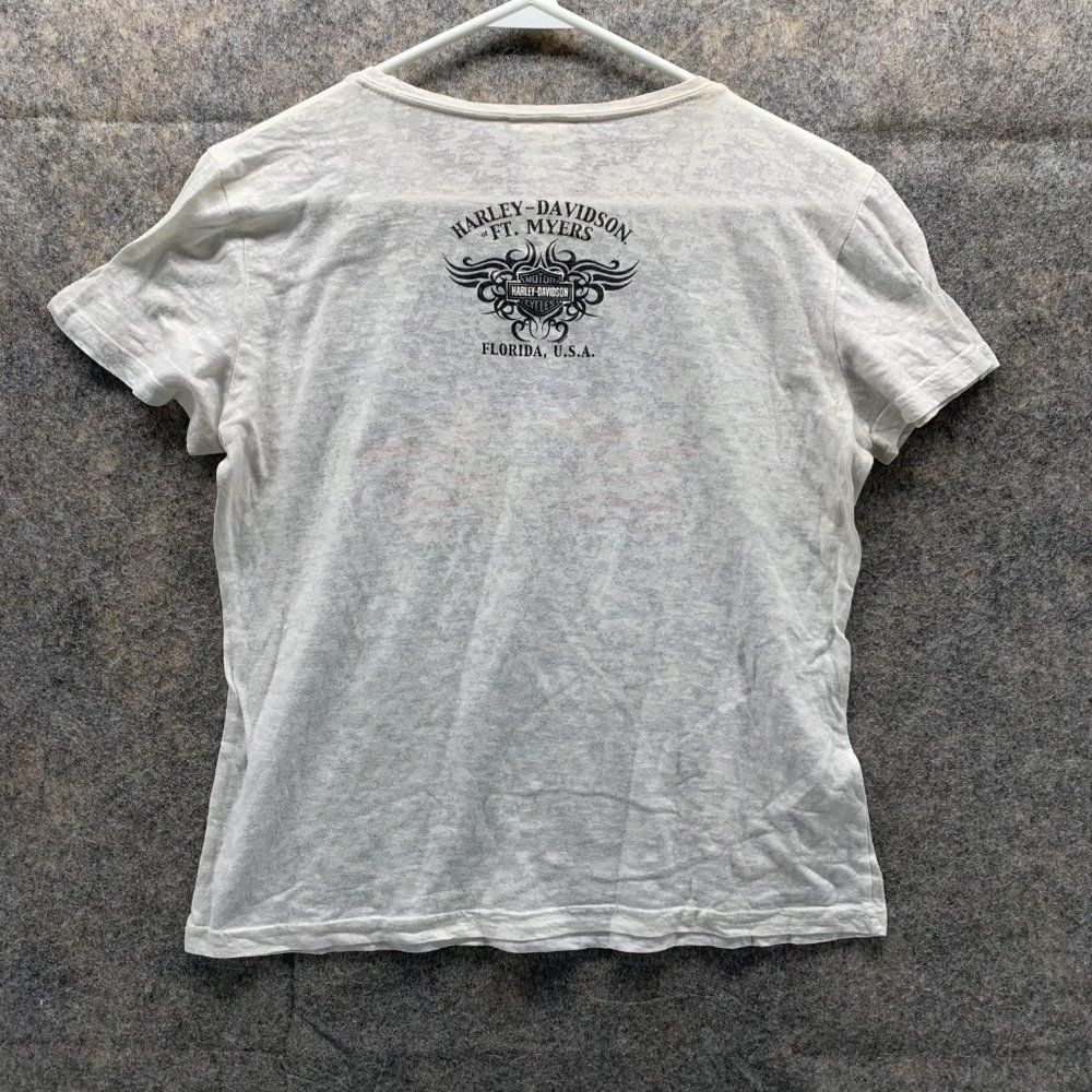 Harley Davidson Shirt Women's Large Casual Short Sleeve Outdoors White Blue - Picture 8 of 10